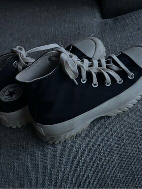 Converse Black High-Top Platform Sneakers with White Accents